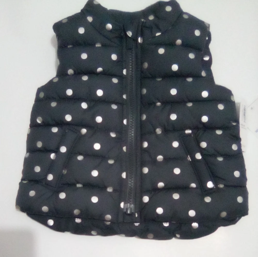 Old Navy Kids Polka Dot Puff Vest Jacket Size 6-12 M Outdoor